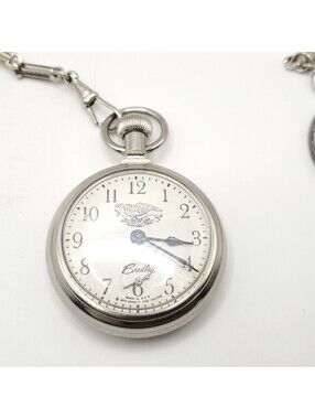 Vintage 1976 Bradley Bicentennial 50mm Mechanical Pocket Watch Running Chain